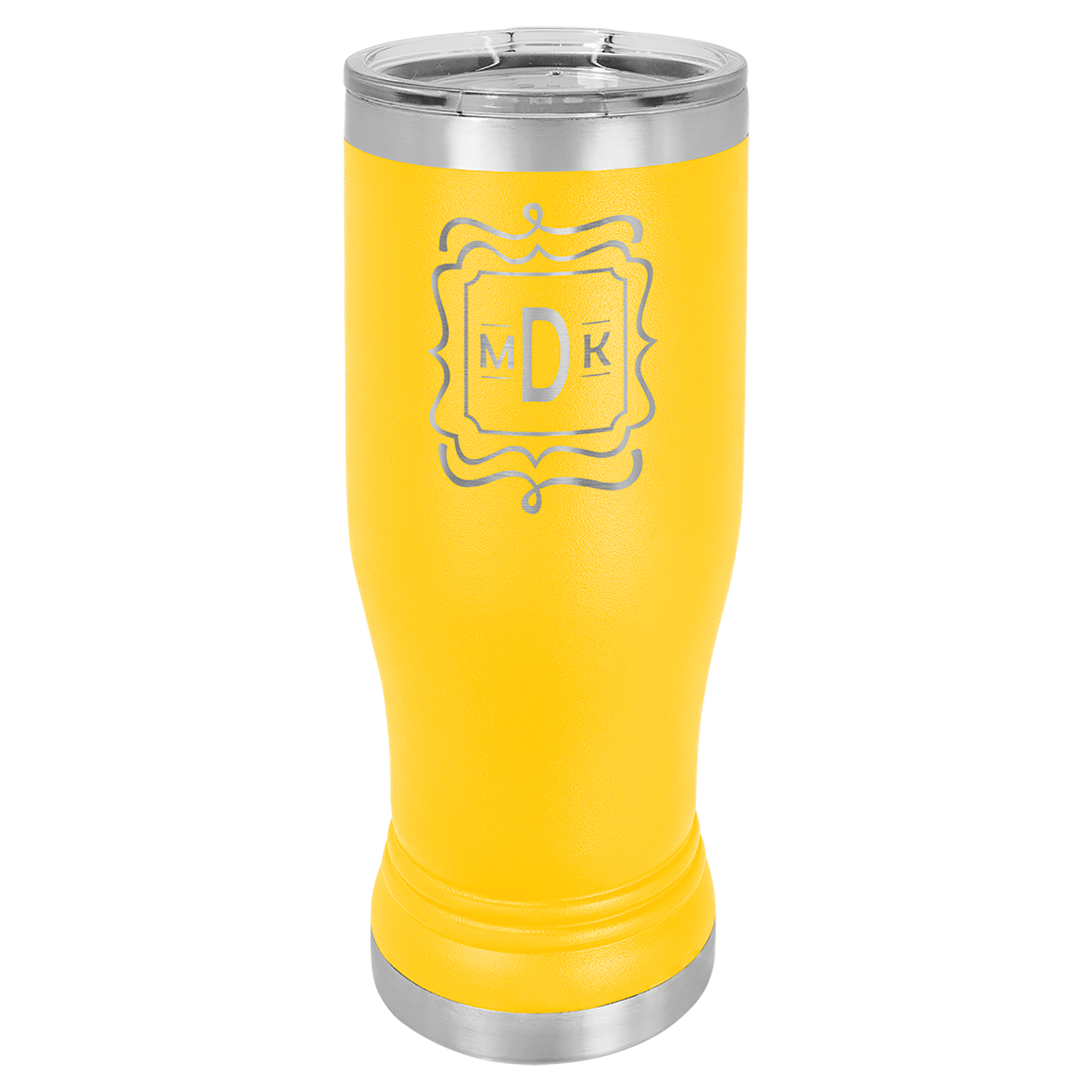 Yellow Insulated Stainless Steel Tumbler Mug with Custom Engraved Logo