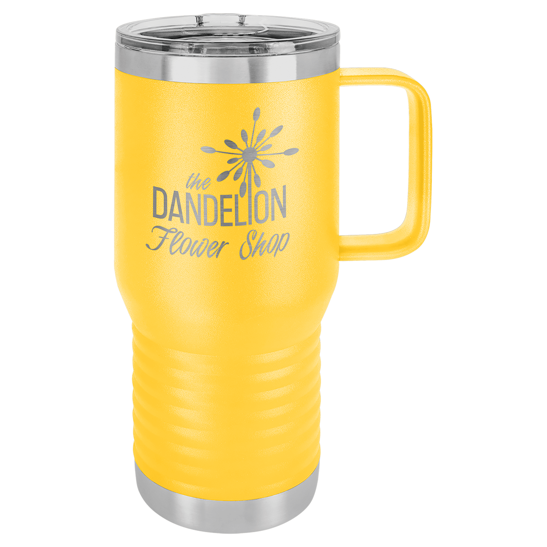 Yellow Insulated Tumbler Mug with Custom logo and Text