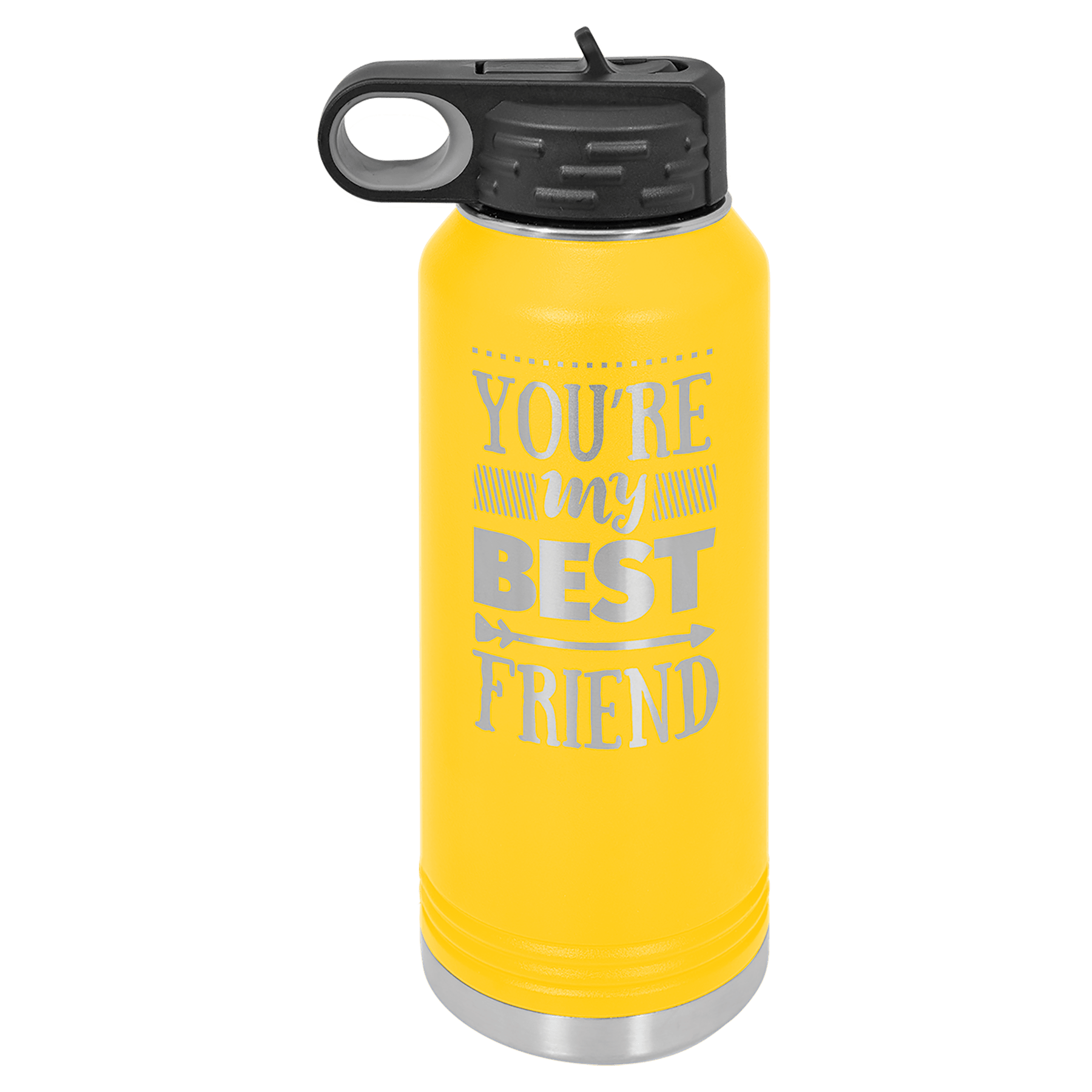 Yellow Insulated Water Bottle with custom text