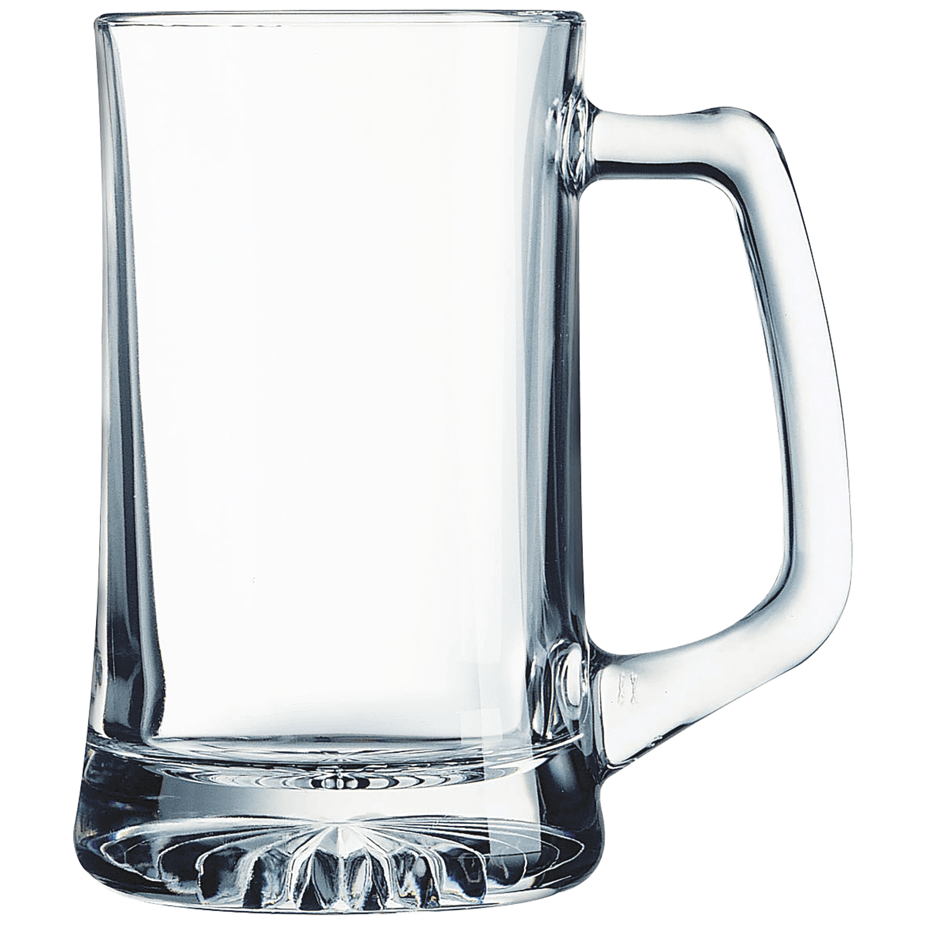 Classic beer stein with a wide base and handle, ideal for hearty servings of beer.
