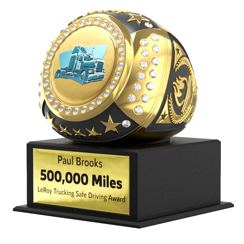 Gold Ring Award on black base