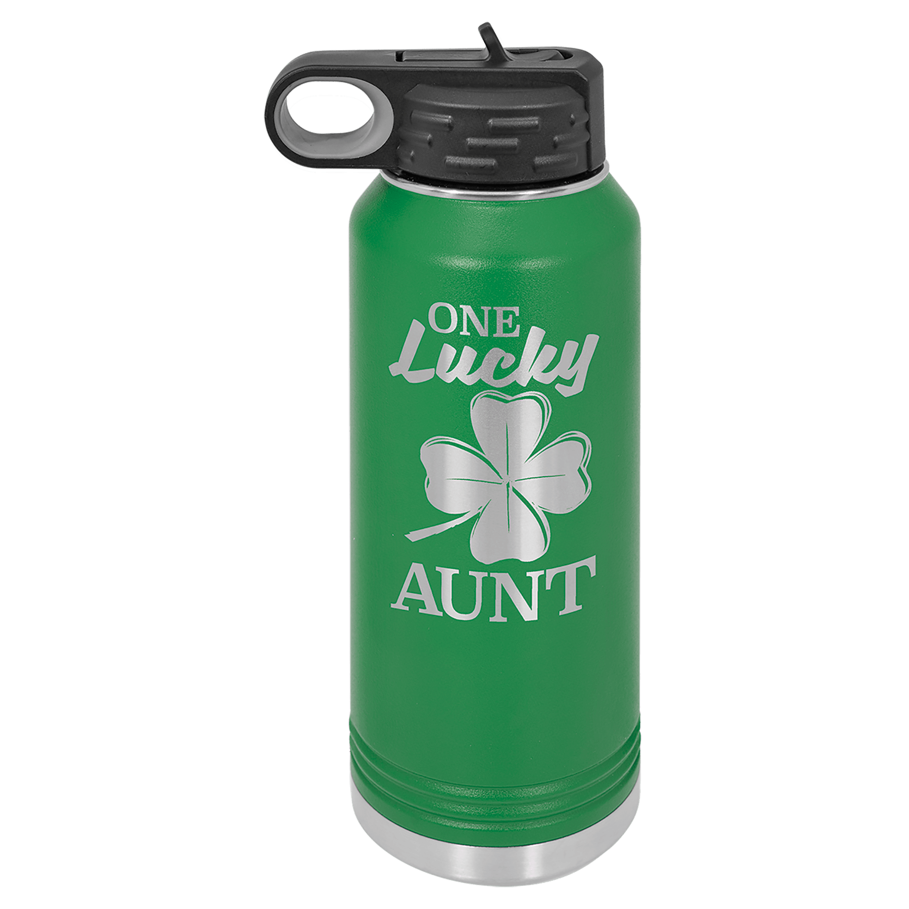 Insulated Green Tumbler Bottle with custom Text
