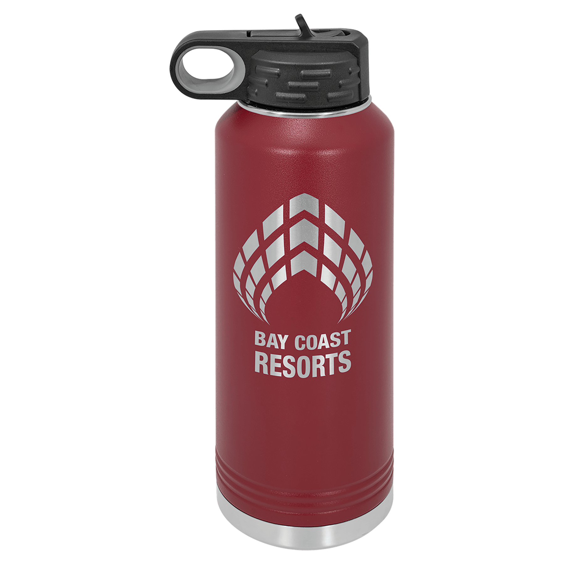 Maroon Insulated Metal Water Bottle with Custom logo and Text