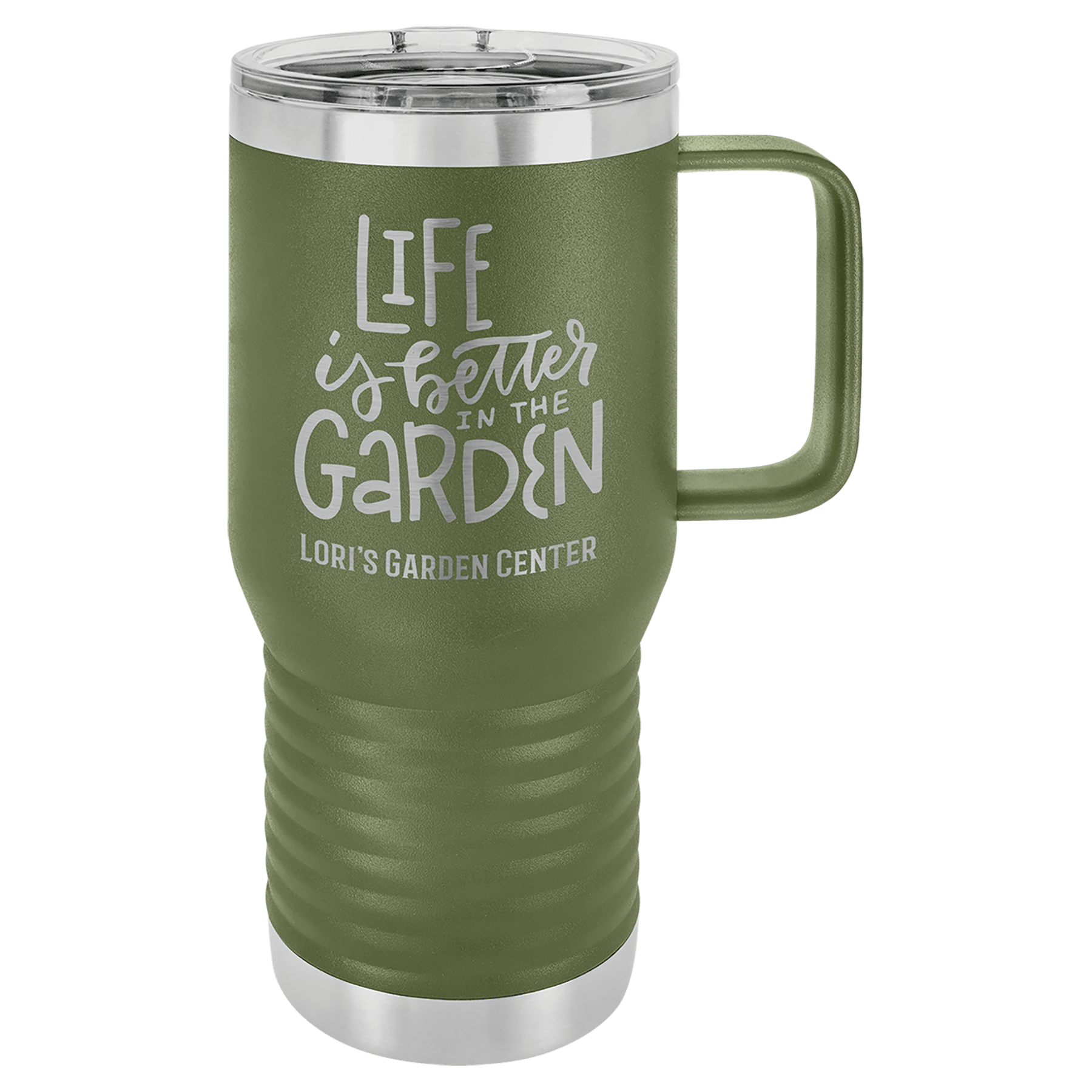 Olive Green Insulated Tumbler Mug with Custom Text