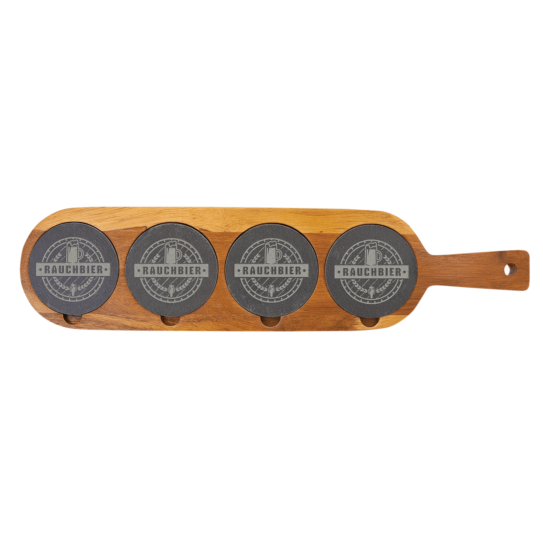 Personalized Bamboo Flight Paddle with Coasters  