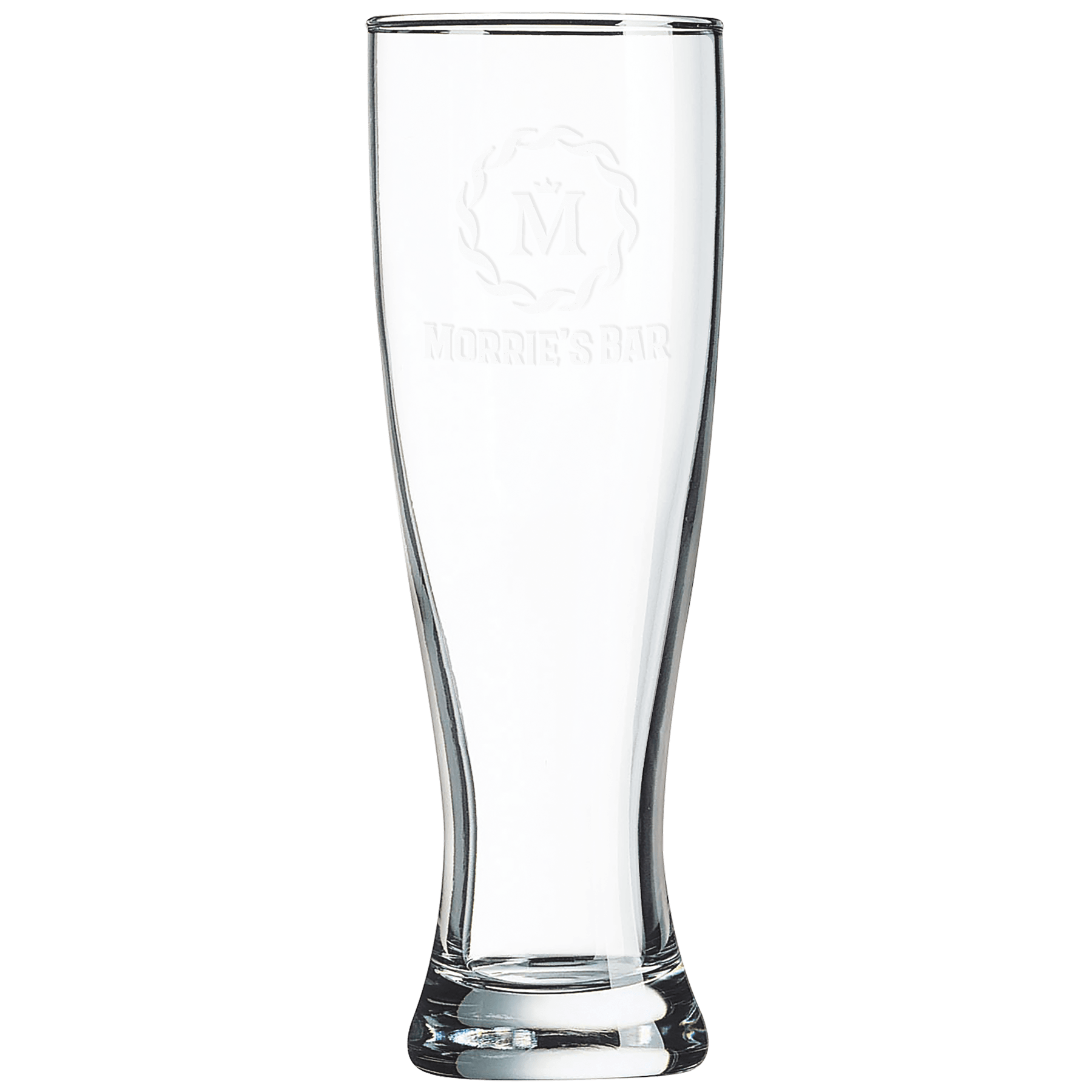 Personalized Stylish pint glass suitable for serving a variety of beers and ales.