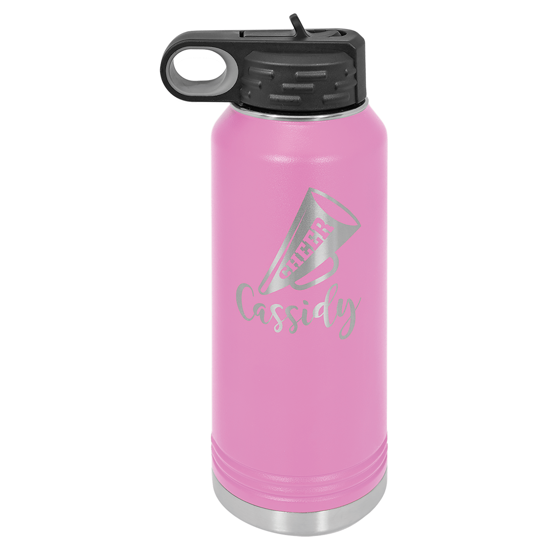 Pink Insulated Water Bottle with custom logo and text