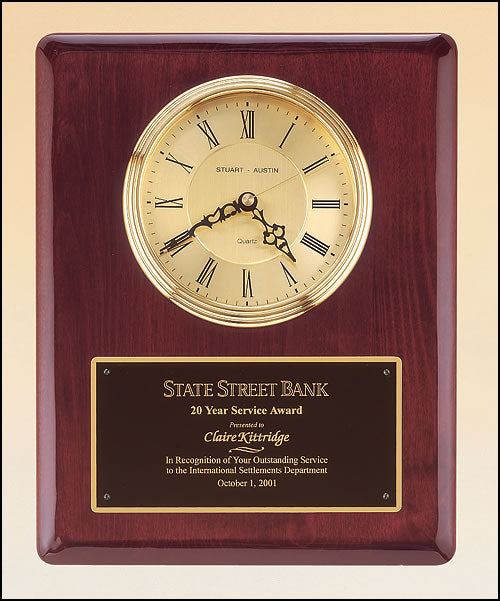 Rosewood Piano Finish Plaque with Clock