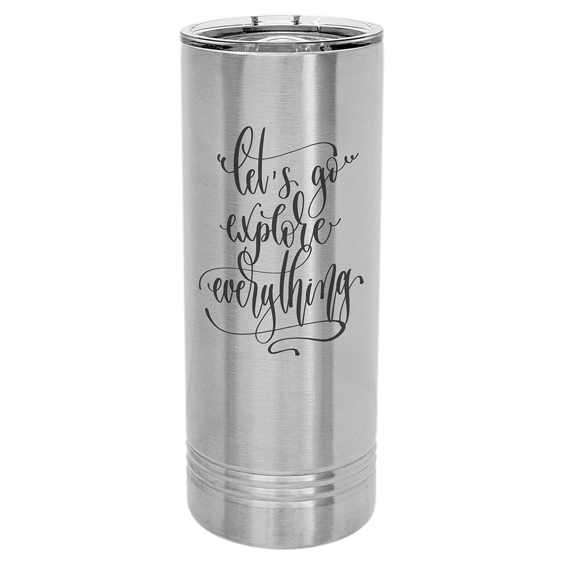 Silver Insulated Stainless Steel Tumbler Bottle with Custom Engraved Text