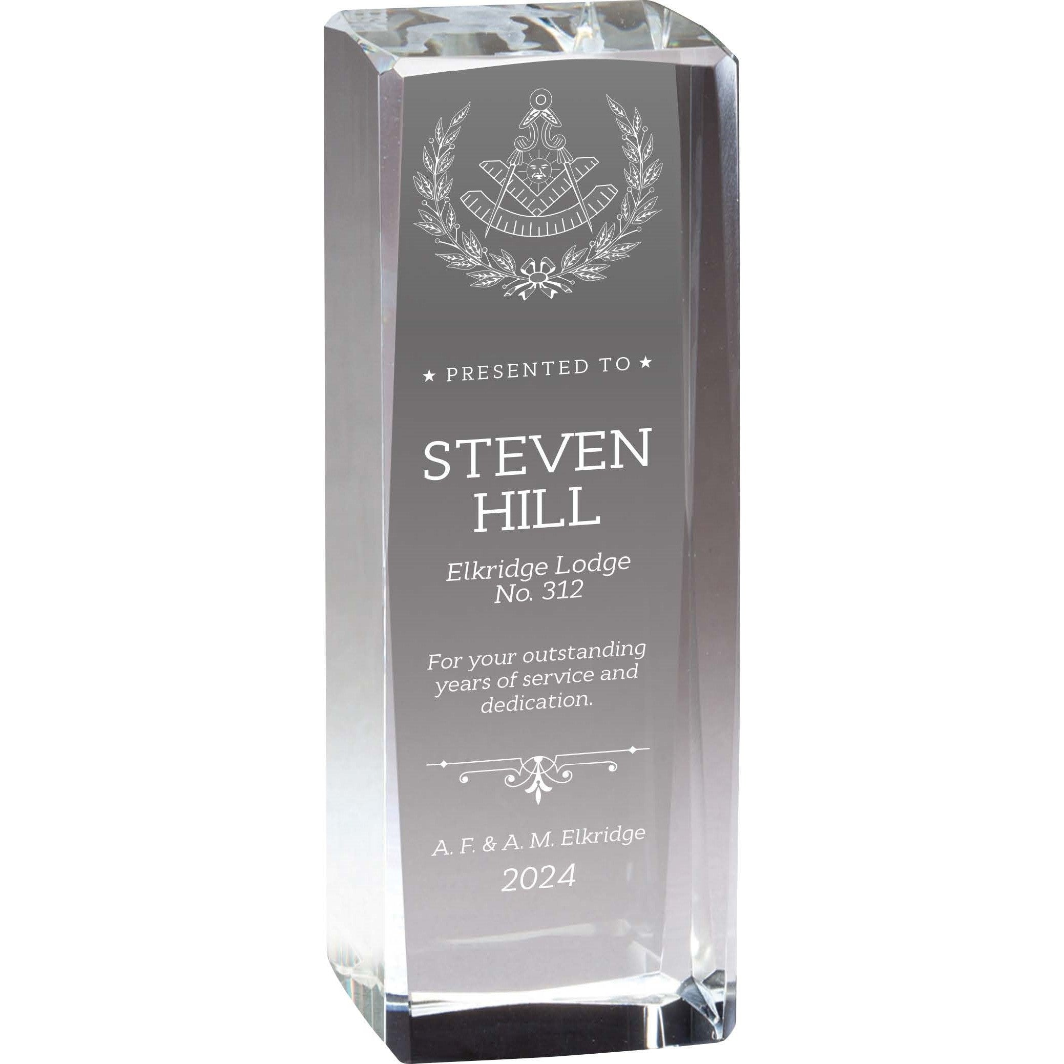 Tall Crystal Award with Custom Engraving