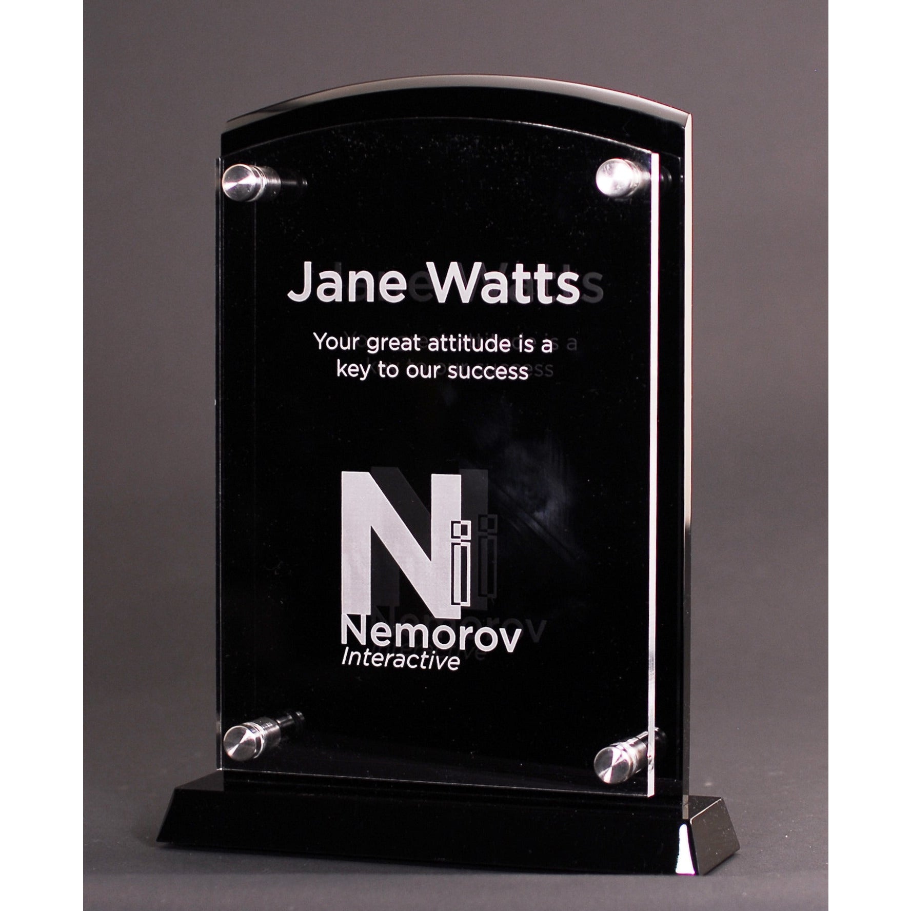 Arch Top Black Ebony and Acrylic Stand-Out Billboard