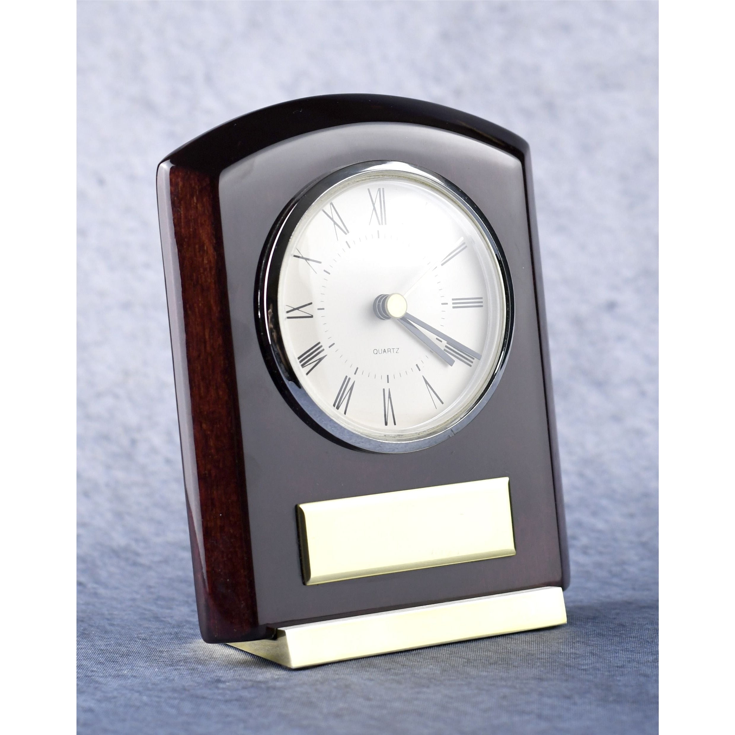 Piano Wood Arched Brass Clock