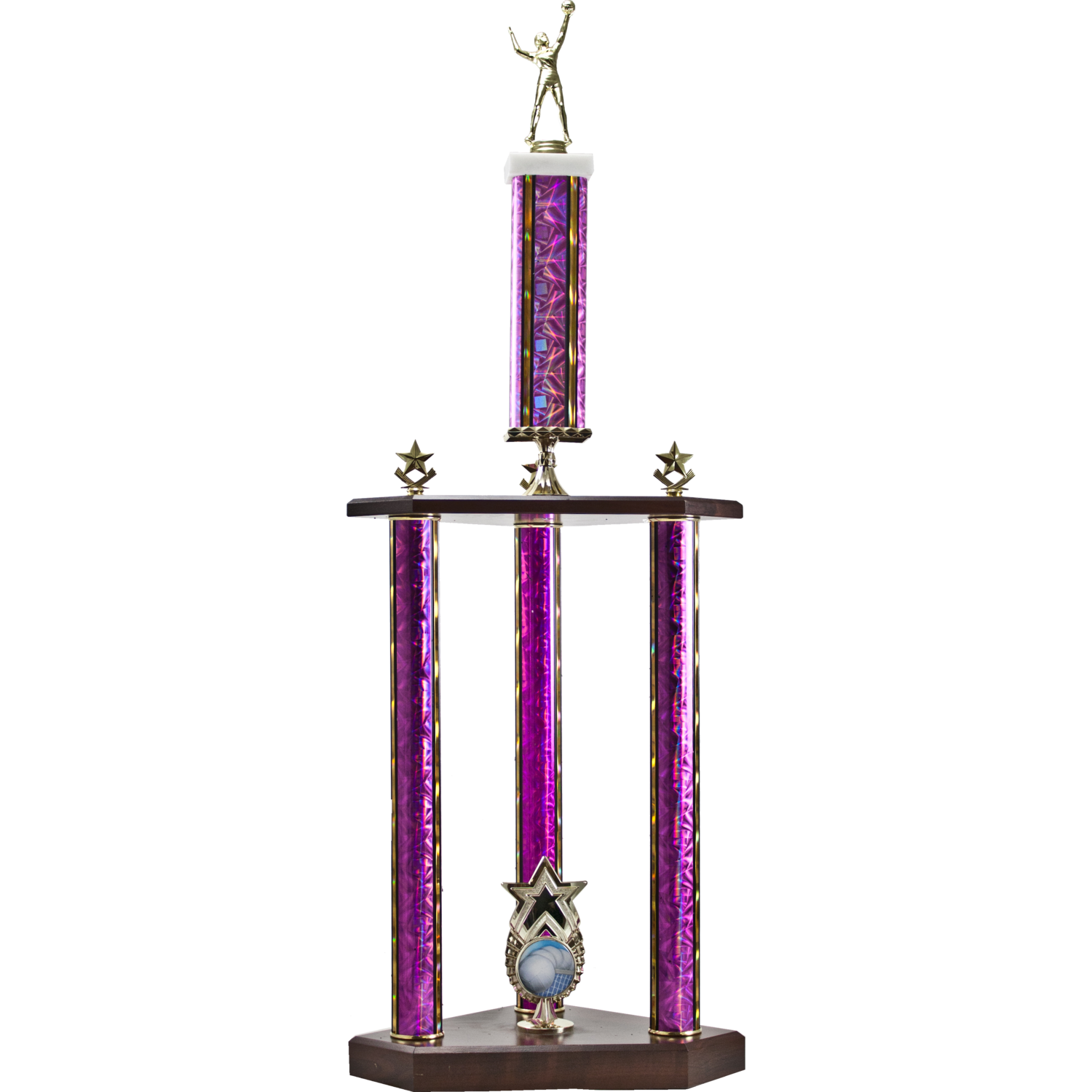 Traditional Series Two-Tier 3 Post Trophy with Star "Exclusive" Star
